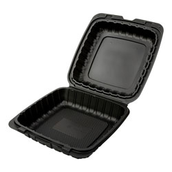 Chesapeake CHPP991B 9 x 9 x 3 Black Mineral-Filled 1 Compartment Hinged Lid Takeout Container, 150/cs