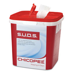 Chicopee S.U.D.S Bucket with Lid, 7.5 x 7.5 x 8, Red/White, 6/Carton