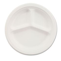 Chinet Paper Dinnerware, 3-Comp Plate, 10 1/4 in dia, White, 500/Carton