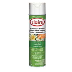 Claire Aerosol Air Freshener and Deodorizer, Lemongrass Citronella, 12 oz Aerosol Spray, 12 Cans