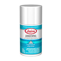 Claire Metered Air Freshener, 7 oz Aerosol Spray, Tropic Breeze, 12/Carton