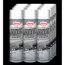 Claire Stainless Steel Polish and Cleaner, Lemon Scent, 15 oz Aerosol Spray
