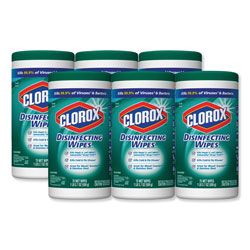 Clorox Disinfecting Wipes, Fresh Scent, 7 x 8, White, 75/Canister, 6 Canisters/Carton (CLO01656)