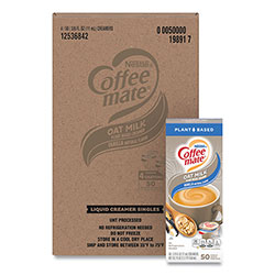 Coffee-Mate® Plant-Based Oat Milk Liquid Creamers, Natural Vanilla, 0.38 oz Mini Cups, 50/Box, 4 Boxes/Carton