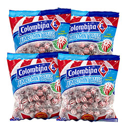 Colombina Jumbo Peppermint Balls, 0.32 oz Individually Wrapped, 120/Bag, 4 Bags/Carton