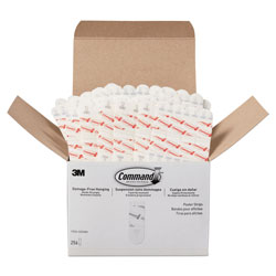 Command® Poster Strips, Removable, Holds Up to 1 lb per Pair, 1.63 x 2.75, White, 256/Pack