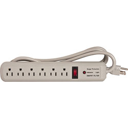 Compucessory 25102 Strip Surge Protector, 6 Outlets, 840 Joules, 6' Cord, 330 V