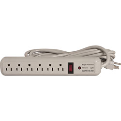 Compucessory 25103 6 Outlet Strip Surge Protectors, 15' Heavy duty Cord