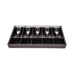 Controltek Cash Drawer Replacement Tray, Coin/Cash, 10 Compartments, 16 x 11.25 x 2.25, Black