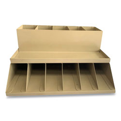 Controltek Coin Wrapper and Bill Strap 2-Tier Rack, 11 Compartments, 9.38 x 8.13 4.63, Metal, Pebble Beige
