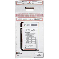 Controltek CoinLOK Plastic Coin Bags - 12 in x 25 in, Clear - Plastic - 50/Pack - Coin