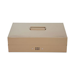 Controltek Heavy Duty Lay Flat Cash Box, 6 Compartments, 11.6 x 7.9 x 3.7, Sand