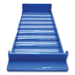 Controltek Stackable Plastic Coin Tray, Nickels, 10 Compartments, Blue, 2/Pack