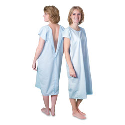 Core Products Cloth Patient Gown, Cotton-Polyester Blend, Large: Chest Size 38 in to 42 in, Blue