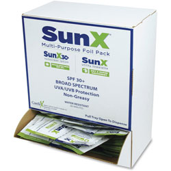 Coretex SunX Single-Use Lotion/Towelette Combo in Wall-mount Dispenser, 50 Wipes