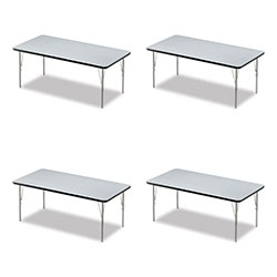 Correll® Adjustable Activity Table, Rectangular, 60 in x 30 in x 19 in to 29 in, Granite Top, Black Legs, 4/Pallet