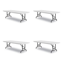 Correll® Adjustable Folding Tables, Rectangular, 96 in x 30 in x 22 in to 32 in, Gray Top, Black Legs, 4/Pallet