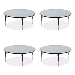 Correll® Height Adjustable Activity Table, Round, 60 in x 19 in to 29 in, Gray Granite Top, Black Legs, 4/Pallet