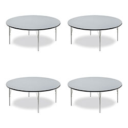 Correll® Height Adjustable Activity Tables, Round, 60 in x 19 in to 29 in, Gray Granite Top, Gray Legs, 4/Pallet