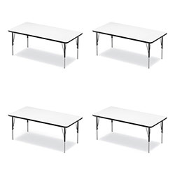 Correll® Markerboard Activity Tables, Rectangular, 60 in x 30 in x 19 in to 29 in, White Top, Black Legs, 4/Pallet