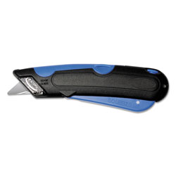 Consolidated Stamp Easycut Self-Retracting Cutter with Safety-Tip Blade and Holster, Black/Blue