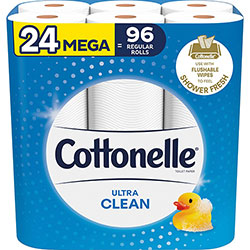 Cottonelle® Ultra Clean Toilet Paper - 1 Ply - 312 Sheets/Roll - 24 / Pack