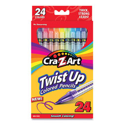 Cra-Z-Art® Twist Up Colored Pencils, 24 Assorted Lead Colors, Clear Barrel, 24/Set
