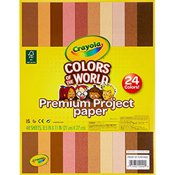 Crayola Colors of the World Construction Paper - Student, Construction, Artwork - 24 Piece(s) - 8.50 inWidth x 11 inLength - 48 / Pack - Multi - Paper