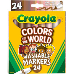 Crayola Colors of the World Permanent Markers, Broad Bullet Tip, Assorted Colors, 24/Pack