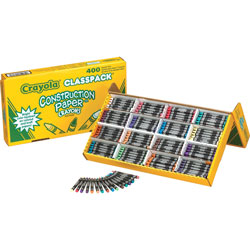 Crayola Construction Paper Crayons, Wax, 25 Each of 16 Colors, 400/Box