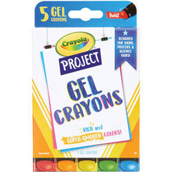 Crayola Gel Crayons, 0.8 in Length, Red, Yellow, Green, Blue, Orange, 5/Pack