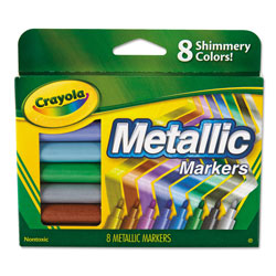 Crayola Metallic Markers, Medium Bullet Tip, Assorted Colors, 8/Set