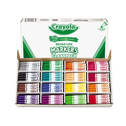 Crayola Non-Washable Marker, Broad Bullet Tip, Assorted Colors, 256/Box