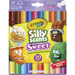 Crayola Silly Scents Sweet Dual-Ended Markers, Assorted, 10/Set