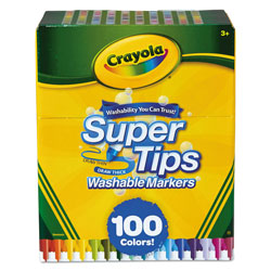 Crayola Super Tips Washable Markers, Broad/Fine Bullet Tip, Assorted Colors, 100/Set