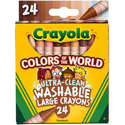 Crayola Ultra-Clean Washabe Large Crayons - Assorted, Almond, Rose, Gold - 24 / Pack