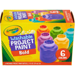 Crayola Washable Project Paint - 6 / Pack - Yellow, Green, Yellow Orange, Red Orange, Fuchsia, Blue, Violet, Teal