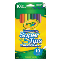 Crayola Washable Super Tips Markers, Broad/Fine Bullet Tip, Assorted Colors,