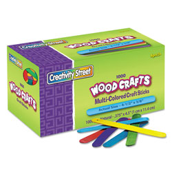 Creativity Street Colored Wood Craft Sticks, 4.5" x 0.38", Wood, Assorted, 1,000/Box (CKC377502)