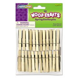 Creativity Street Wood Spring Clothespins, 3.38 Length, 50 Clothespins/Pack (CKC365801)