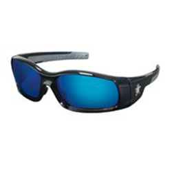 Crews Swagger® SR1 Series Safety Glasses, Blue Diamond Mirror Lens, Duramass HC, Black Frame