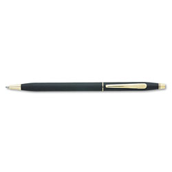 A.T. Cross Company Classic Century Twist-Action Ballpoint Pen Gift Box, 1mm, Black Ink, Black/Gold Barrel