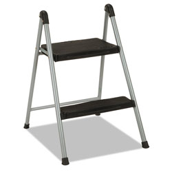 Cosco Folding Step Stool, 2-Step, 200 lb Capacity, 16.9 in Working Height, Platinum/Black
