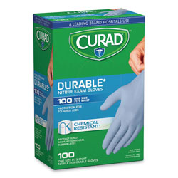 Curad Powder-Free Nitrile Exam Gloves, One Size, Blue, 100/Box