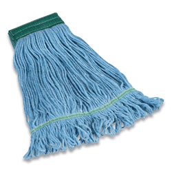 Coastwide Professional™ Looped-End Wet Mop Head, Cotton/Rayon/Polyester Blend, Medium, 5 in Headband, Blue