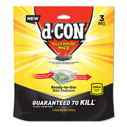 d-Con® Disposable Bait Station, 3w x 3d x 1 1/4h, 6/Carton