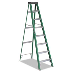 Louisville Ladder Fiberglass Step Ladder, 8 ft Working Height, 225 lbs Capacity, 7 Step, Green/Black