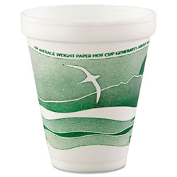 Dart Horizon Hot/Cold Foam Drinking Cups, 12oz, Green/White, 25/Bag, 40 Bags/Carton (12J16HDART)