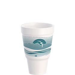 Dart J Cup Insulated Foam Pedestal Cups, 32 oz, Printed, Teal/White, 25/Sleeve, 20 Sleeves/Carton