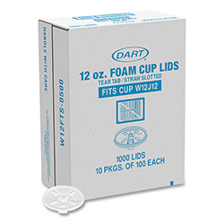 Dart Lids for Foam Cups and Containers, Fits 12 oz Cups, Translucent, 1,000/Carton
